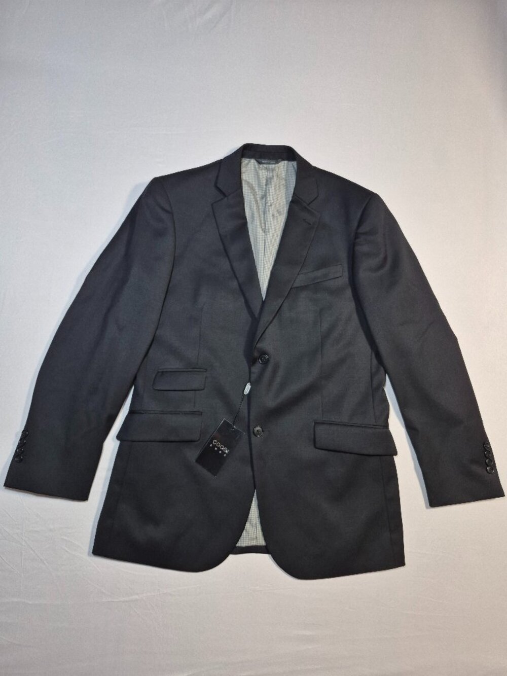 NWT COOGI Luxe Men’s Blazer Suit Jacket 100% Wool Black Gingham Lining Size 40R